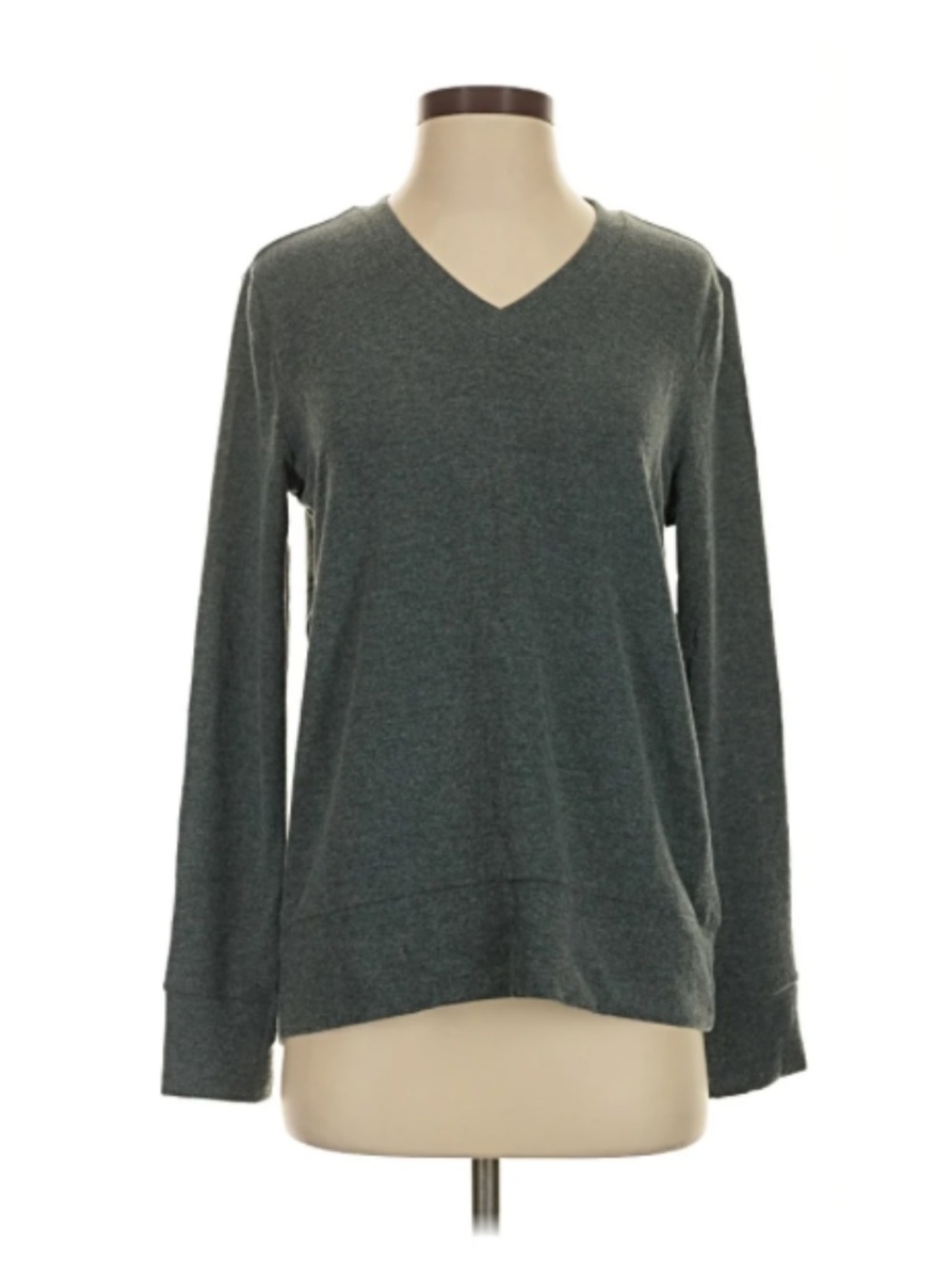 32 Degrees Heat Soft Sweater Knit V-Neck Top Large Magic Forest Heather Pullover